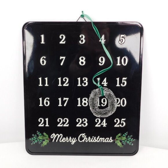 Ashland Merry Christmas Countdown Black Holiday Pines Metal Wall Decor Wreath - Picture 4 of 6